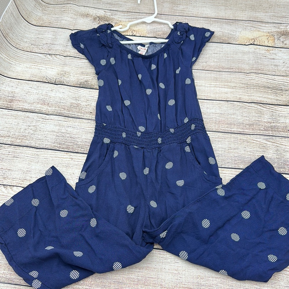 Cat and Jack Elastic Waist Navy and White Romper Size XS
